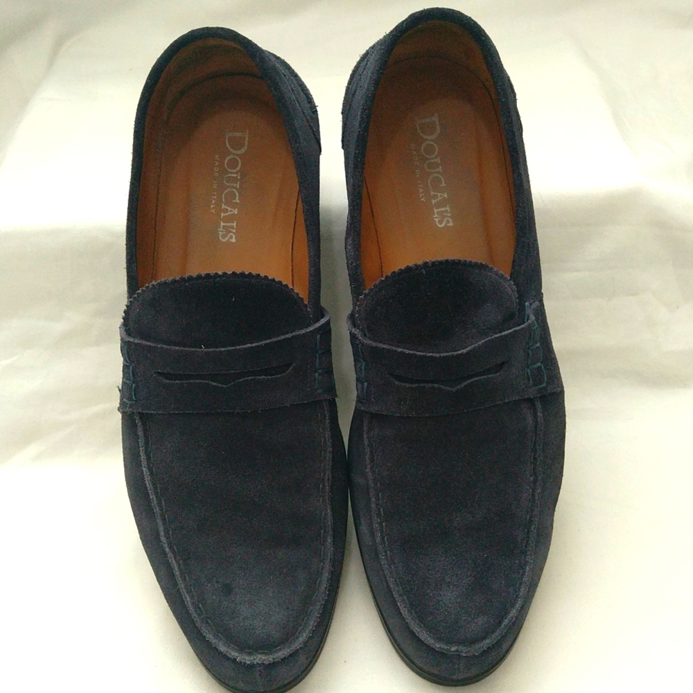 Doucal's Penny-slot suede slip on loafer dress shoes men's Sz 42 made in Italy